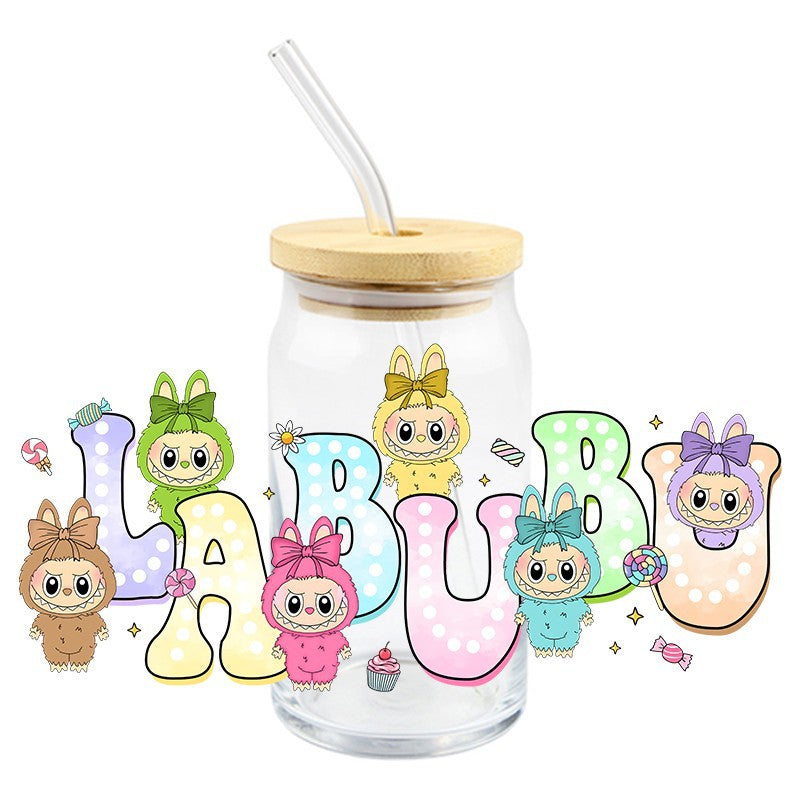 Wholesale 5pcs Colorful cute cartoon 16oz Cup UV DTF Wraps