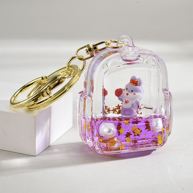 Mini bolso escolar al por mayor lindo conejito en apogedles de aceite y llaves acrílicos