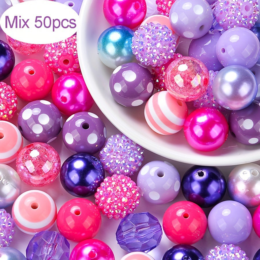 Wholesale 50pcs 20mm mixed style of yellow  green  purple and pink Acrylic Beads