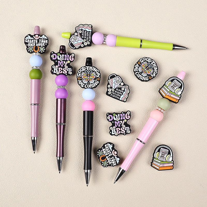 Wholesale 20pcs English Children's Cartoon Letter Glue Silicone Beads