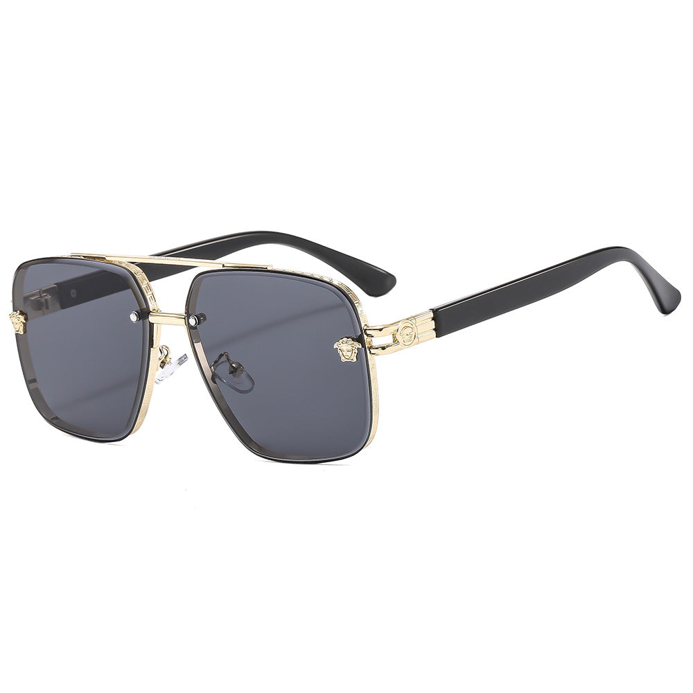 Wholesale fashionable men' s and women' s double beam polygon sunglasses