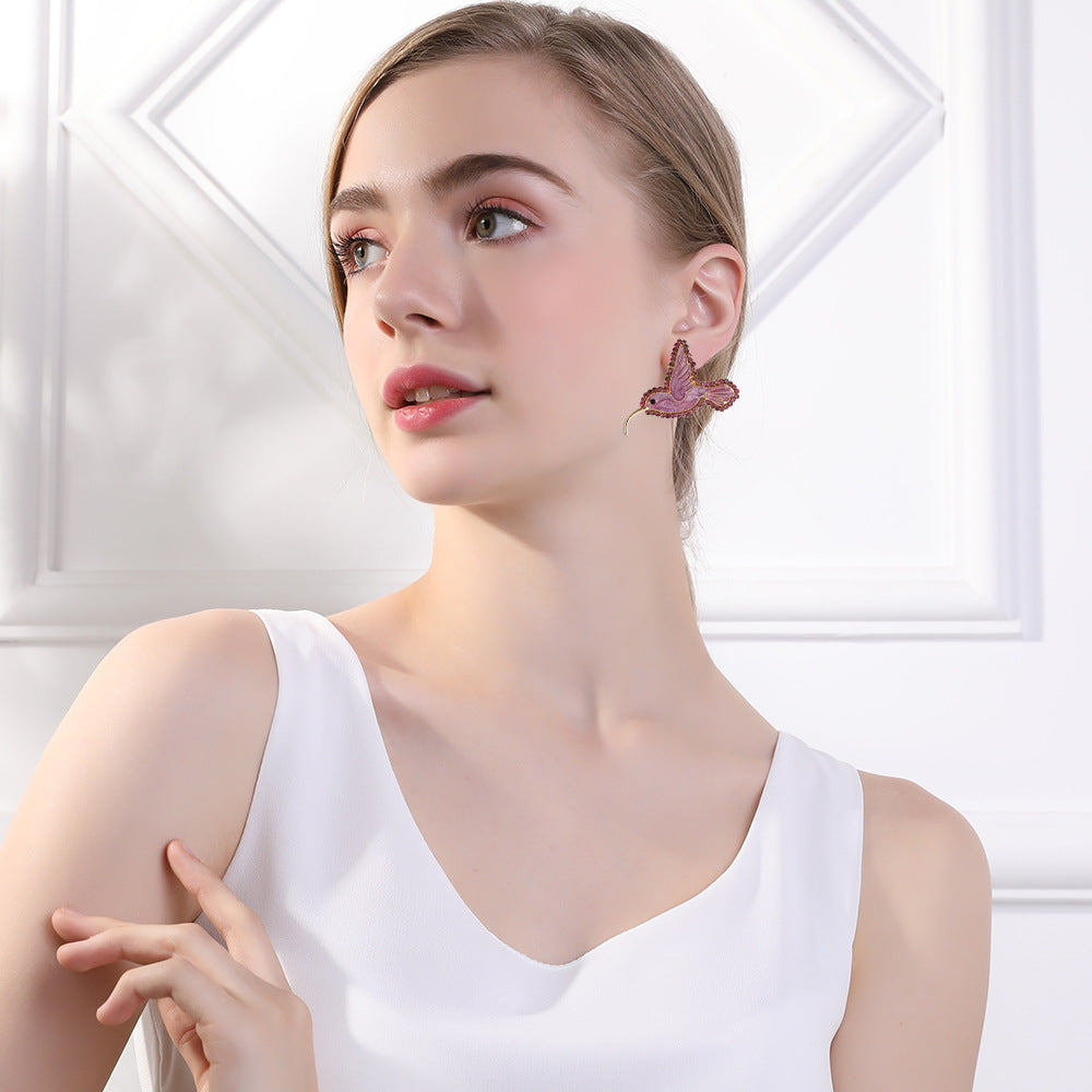 Batch Diamond Bird Zinc Alloy Earrings