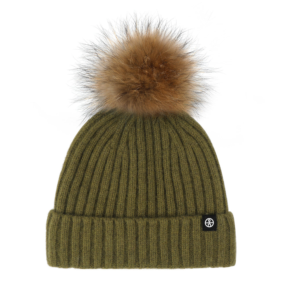 Wholesale Solid Color Wool Ball Knitted Hat Winter Woolen Hat