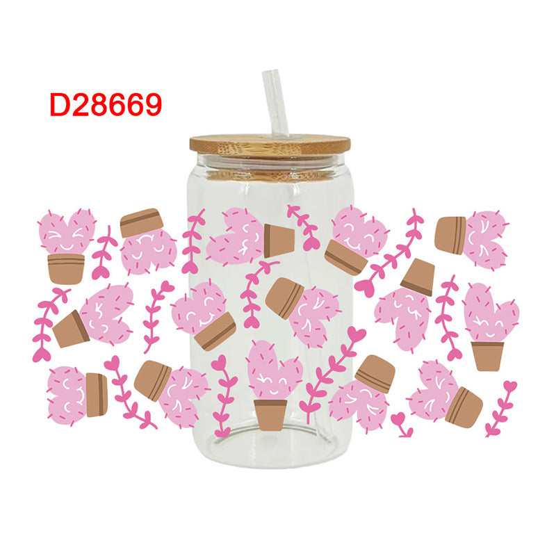 Wholesale Pink Love Valentine's Day Series 16oz Cup UV DTF Wraps