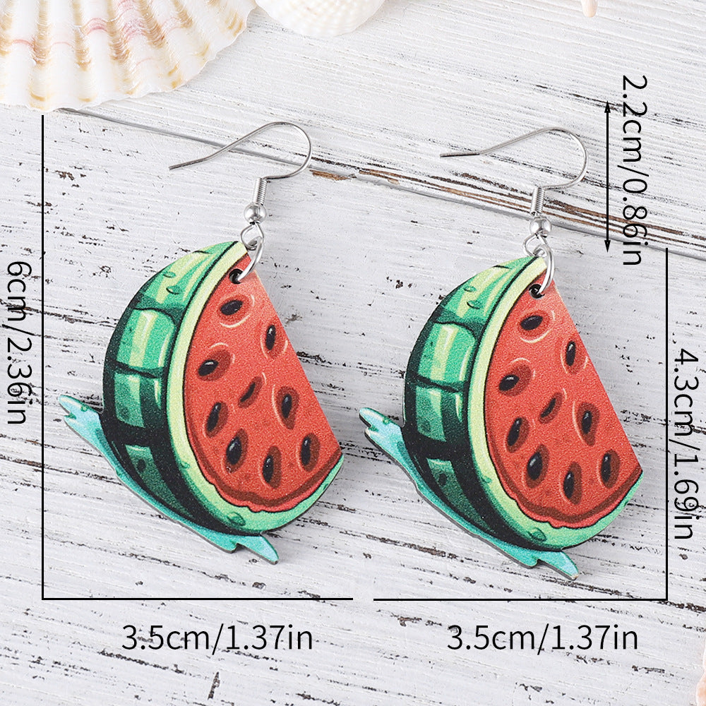 Wholesale Summer Watermelon Lemon Pineapple Cherry Pendant Wooden Double-Sided Earrings