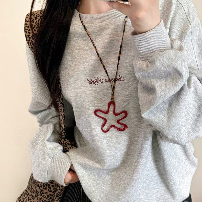 Wholesale Red hollow flower heart-shaped necklace