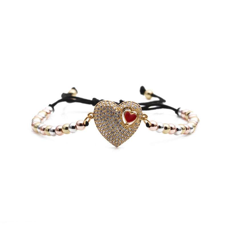 Wholesale Zircon Heart-shaped Copper Bracelet