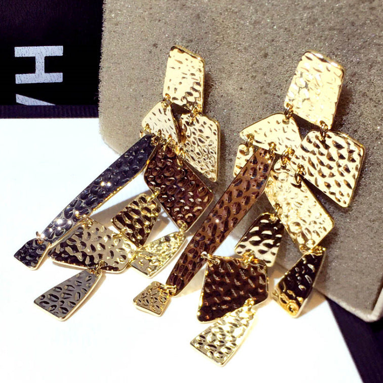 Wholesale Exaggerated Long Geometric Copper Stud Earrings