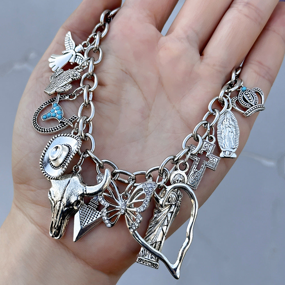 Wholesale Ethnic Bohemian Turquoise Bull Head Elephant Leaf Handmade Multi-layer Bracelet