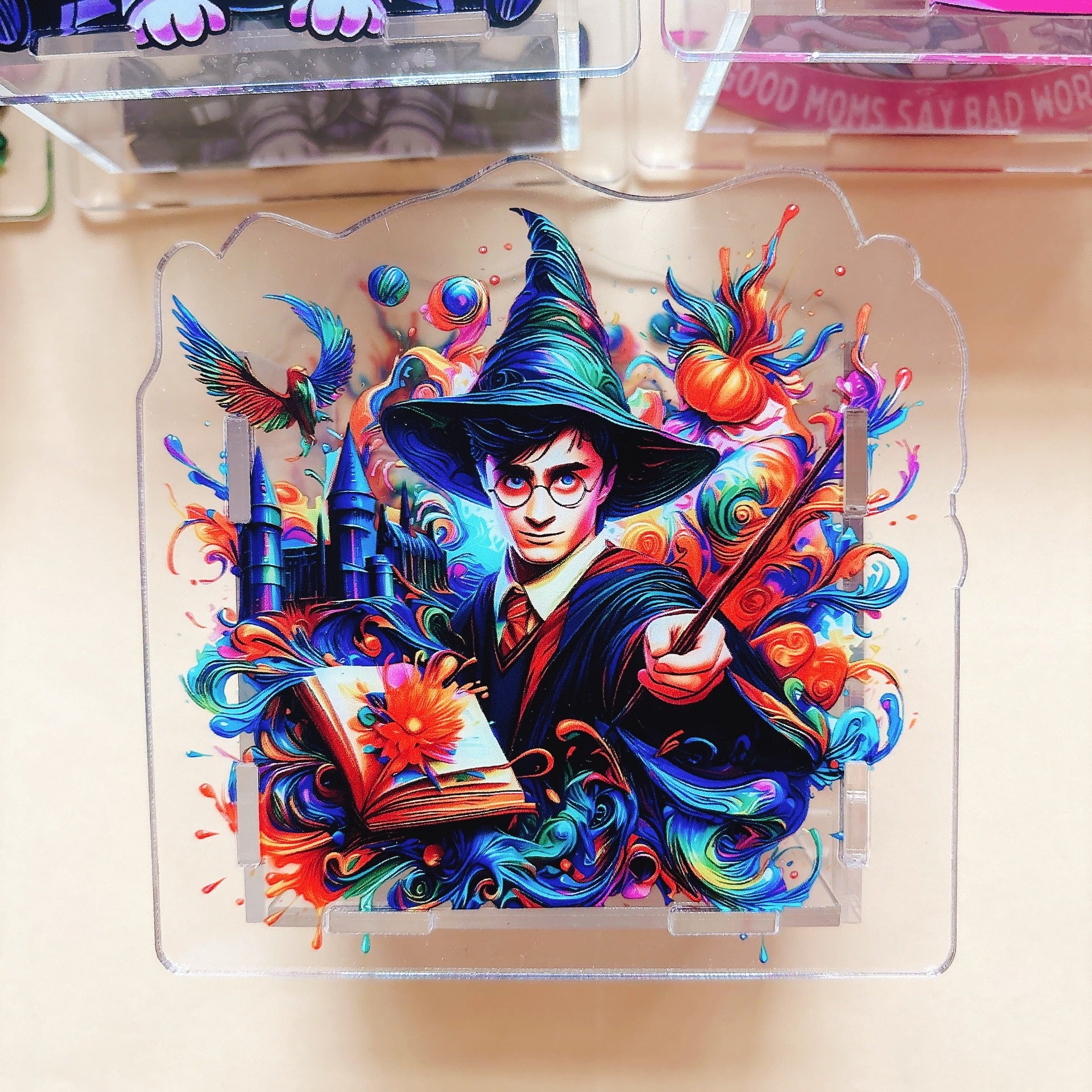 Wholesale  pen holder stationery case acrylic pen case creative gift cosmetic case 10cm