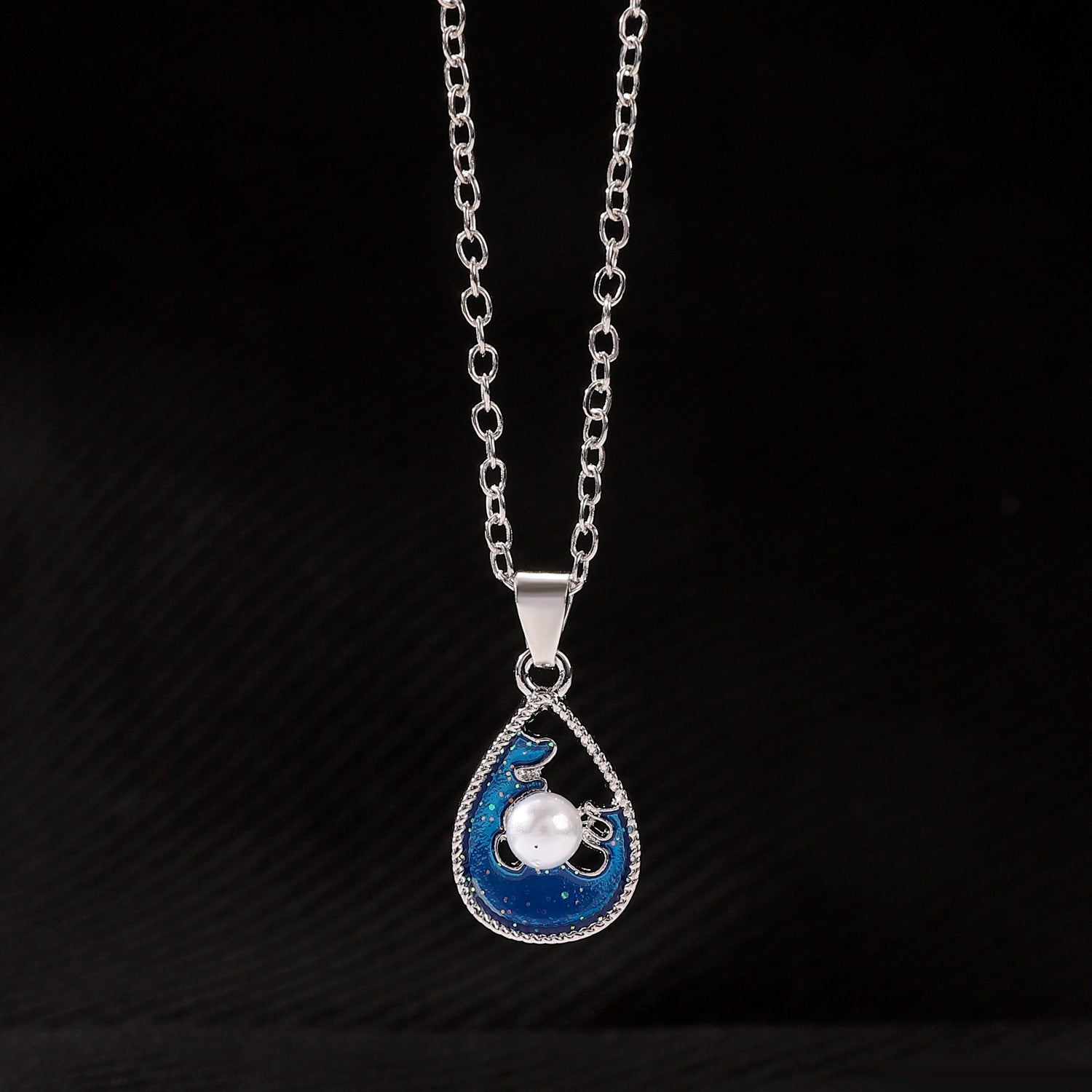 Wholesale Ocean Wave Hollow Pearl Pendant Necklace