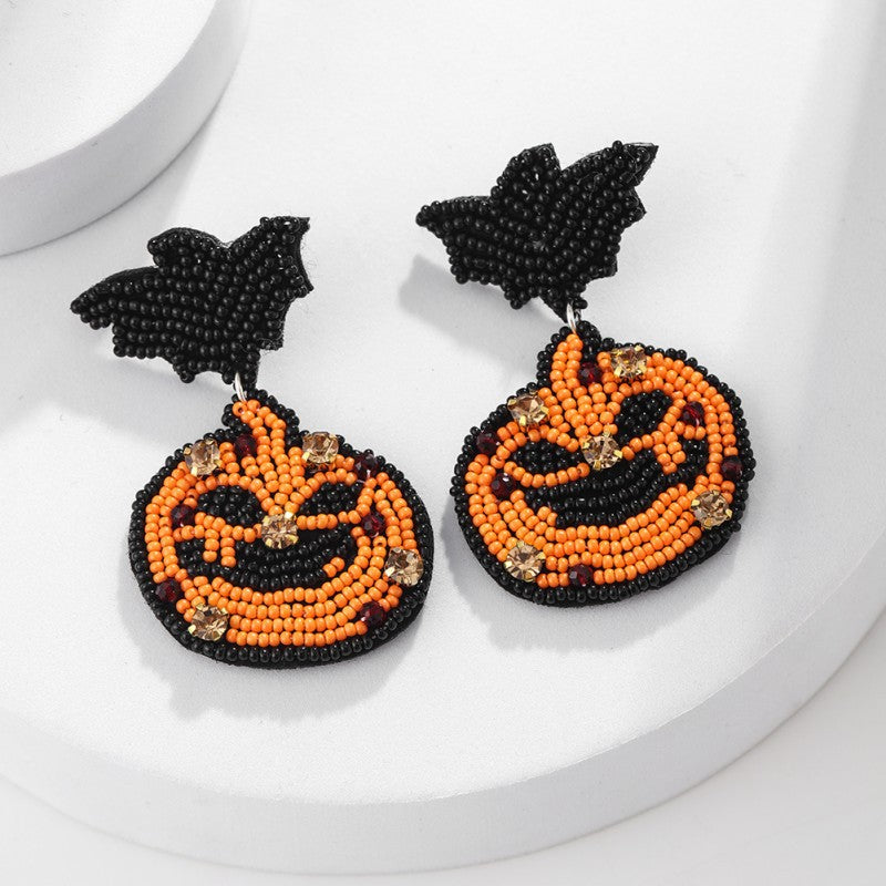 Wholesale Halloween fabric rice beads ethnic style earrings for women