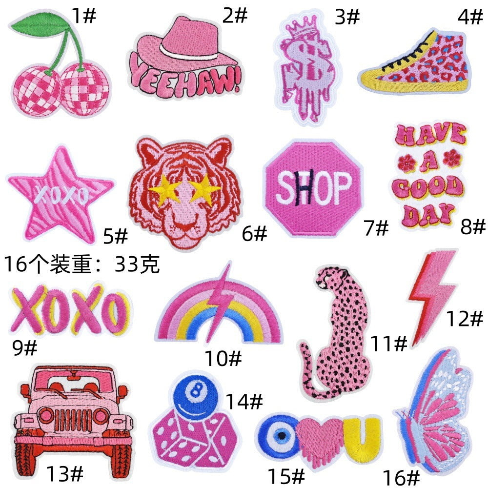 Wholesale Pink Cartoon Embroidery Iron On Patch For Kids Clothing DIY Accessory Gift