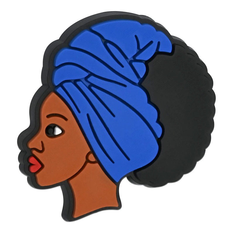 Wholesale Random 100pcs Black Girl Beaded PVC Soft Rubber Beads Focal Beads