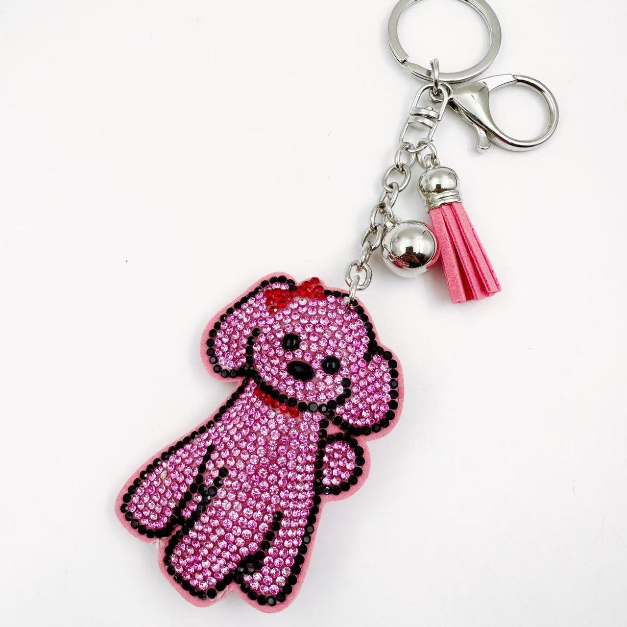Wholesale Rhinestone Dog Keychain Cute Cartoon Design Bag Charm Wedding Favor Car Key Accessory