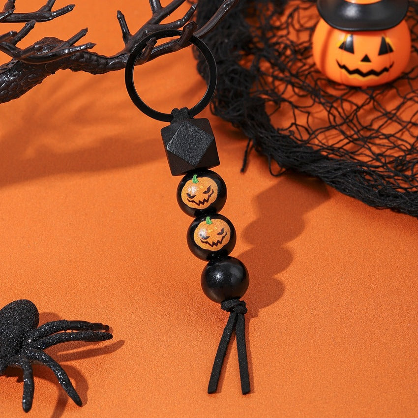Wholesale Card Halloween Pumpkin Car Bat Beaded Metal Keychain