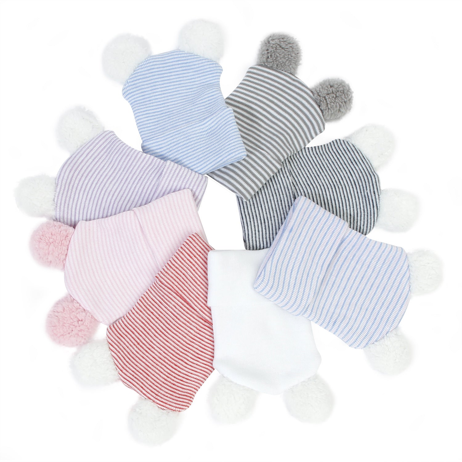 Wholesale Autumn and Winter Double-layer Thick Warm Baby Knitted Double Wool Ball Pullover Hat