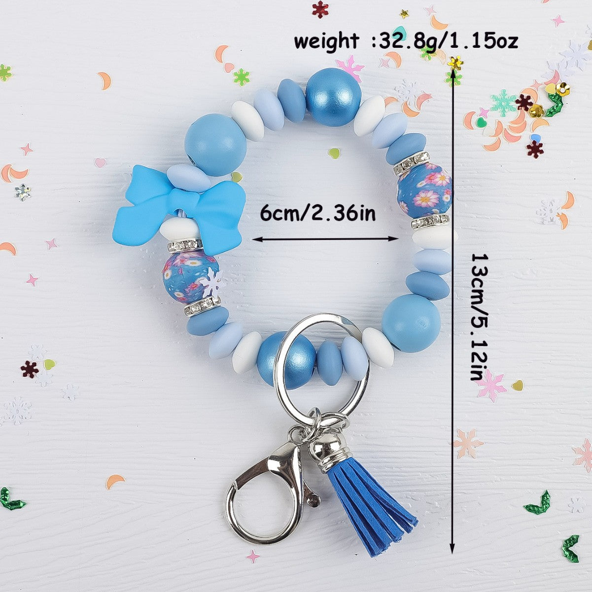 Wholesale silicone bead Wrist keychain pendant bag charm bow accessory