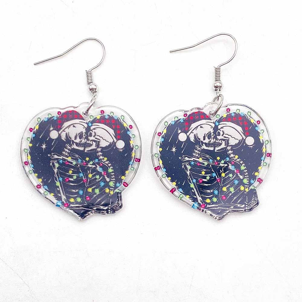 Wholesale Horror Christmas Gingerbread Man Skull Acrylic Earrings