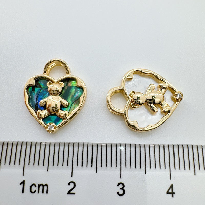 Wholesale Golden Natural Shell Abalone Shell Bear  Bracelet Necklace DIY Pendant