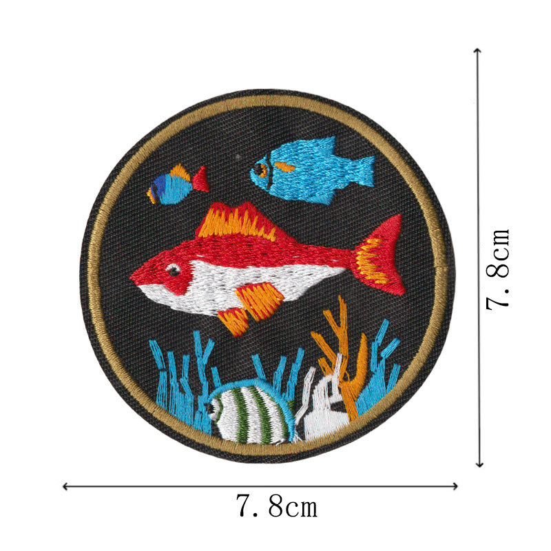 Wholesale Cartoon Seahorse Iron On Patches 9 Piece Embroidered Ocean Life Decorative Applique For Clothing