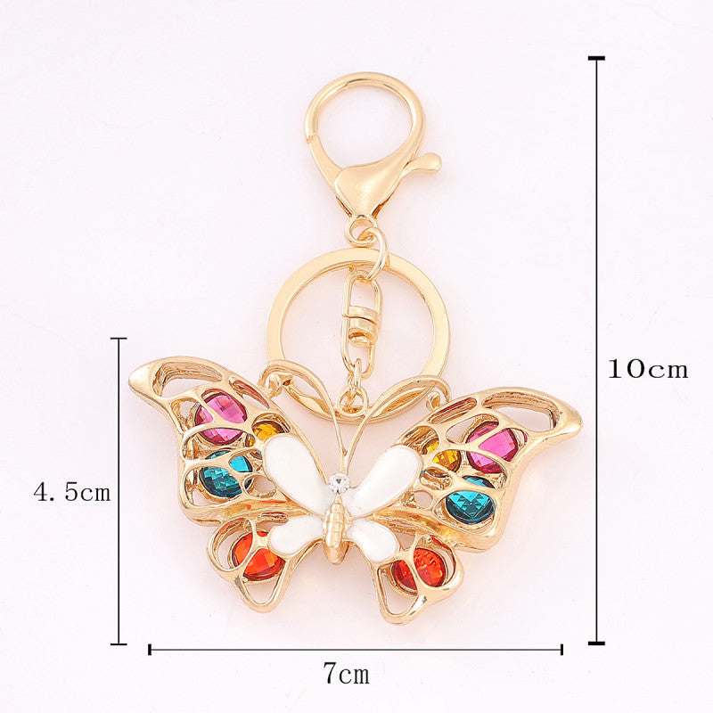 Wholesale Alloy Diamond Color Butterfly Keychain