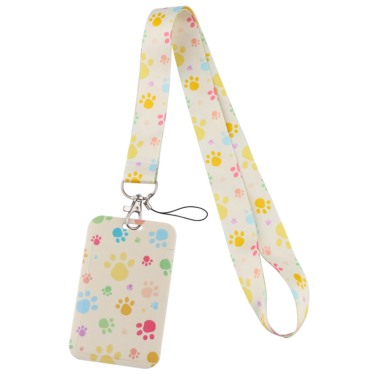 Wholesale Puppy Dog Paw Print Card Holder Webbing Polyester Lanyard Keychain