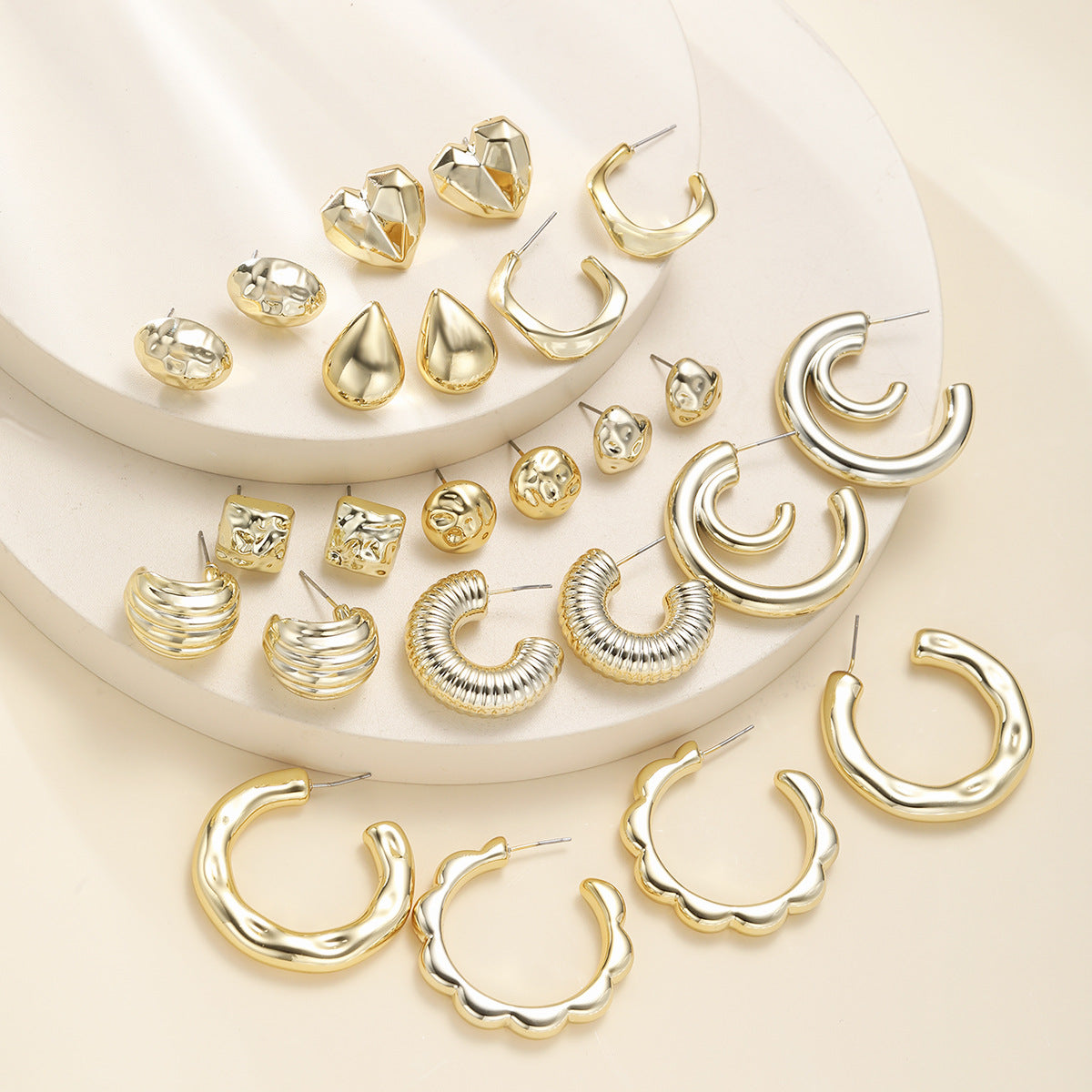 Wholesale 12pcs Irregular teardrop heart earrings  set