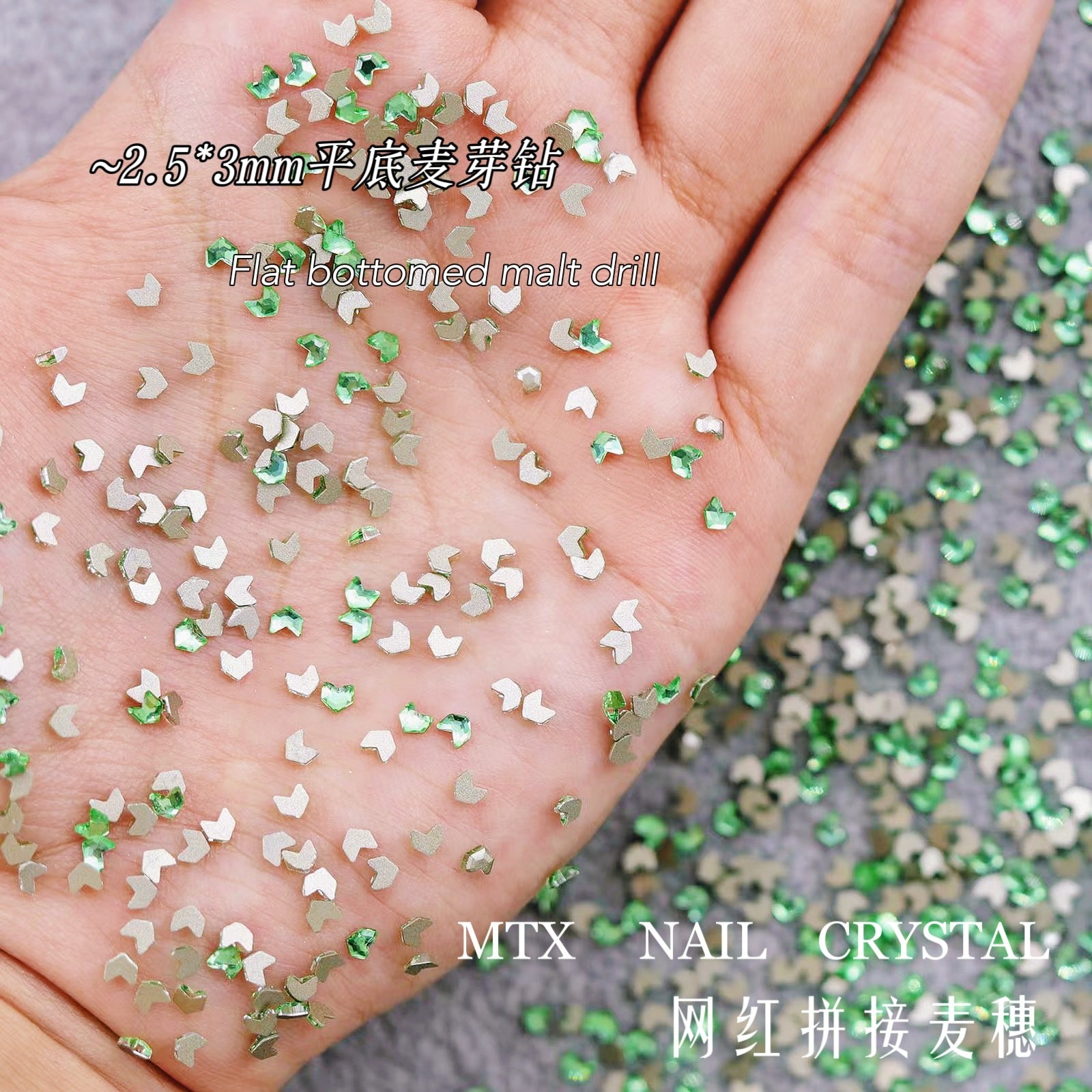 Wholesale 100pcs K9 Nail Art Wheat Germ Diamond Flat-bottomed Diamond Small Transparent White Wheat Ear Crystal Shaped Diamond Nail Art Accessories