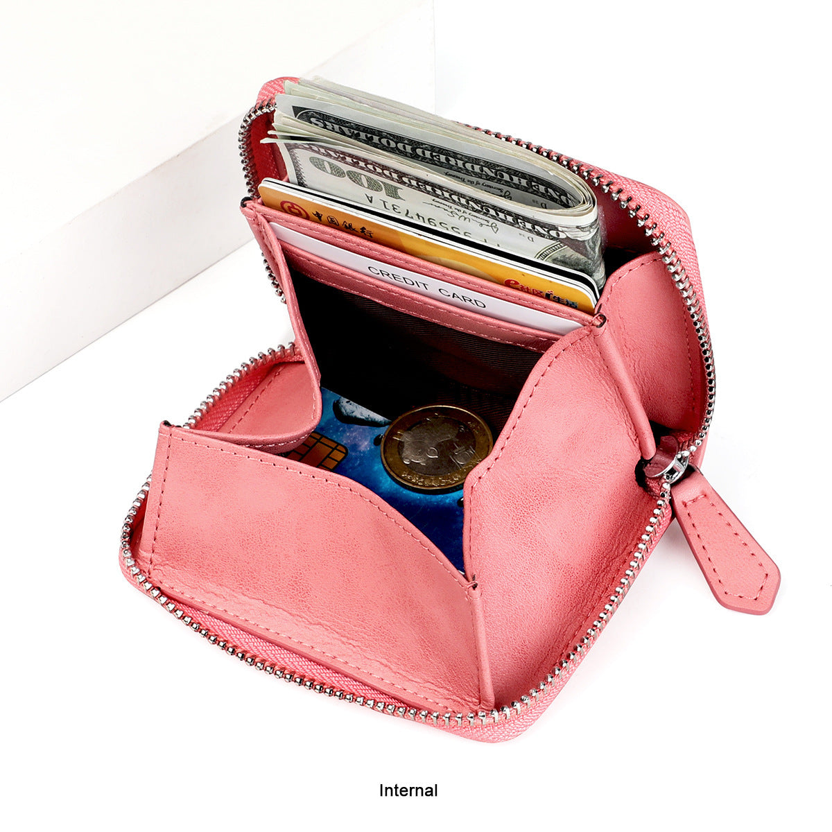 Wholesale Small zipper coin purse genuine leather storage bag