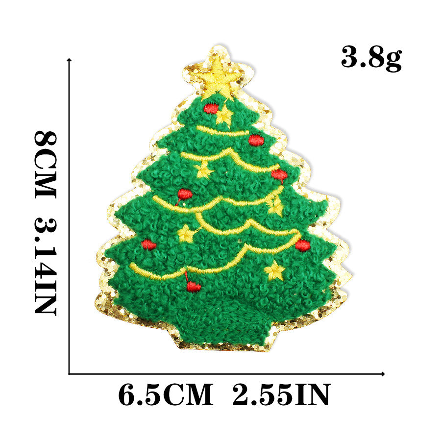 Wholesale Christmas Snowman Embroidered Chenille Sew On Patches Gold Trim For Clothing DIY Craft Supply