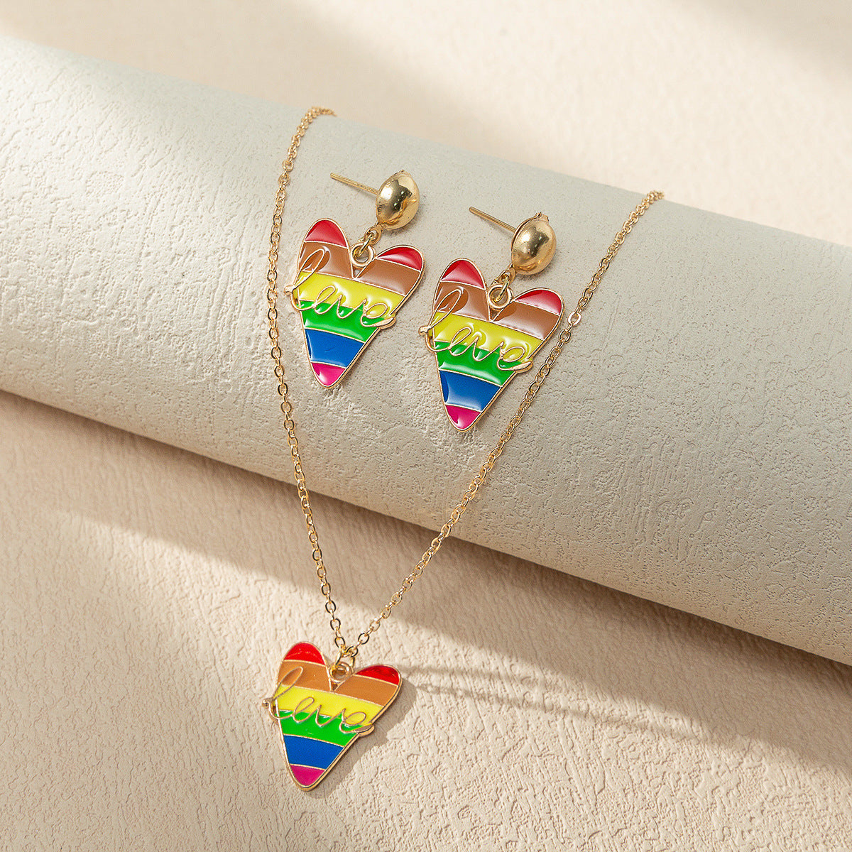 Wholesale Rainbow Element Valentine's Day Necklace Set