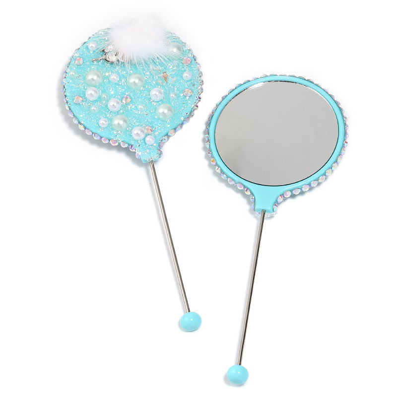 Wholesale Starry Sky Soft Sugar Beaded Handheld Makeup Mirror