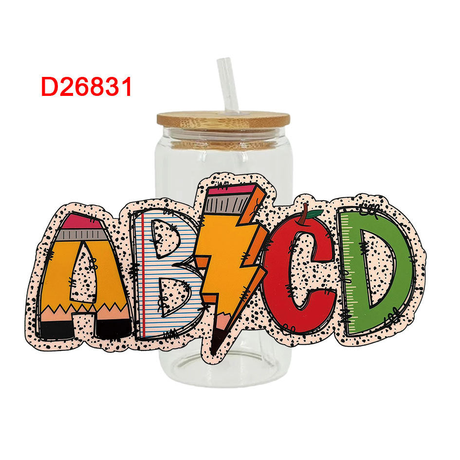 Wholesale Uv Transfer Sticker Glass Cup Crystal Label 16oz Cup UV DTF Wraps