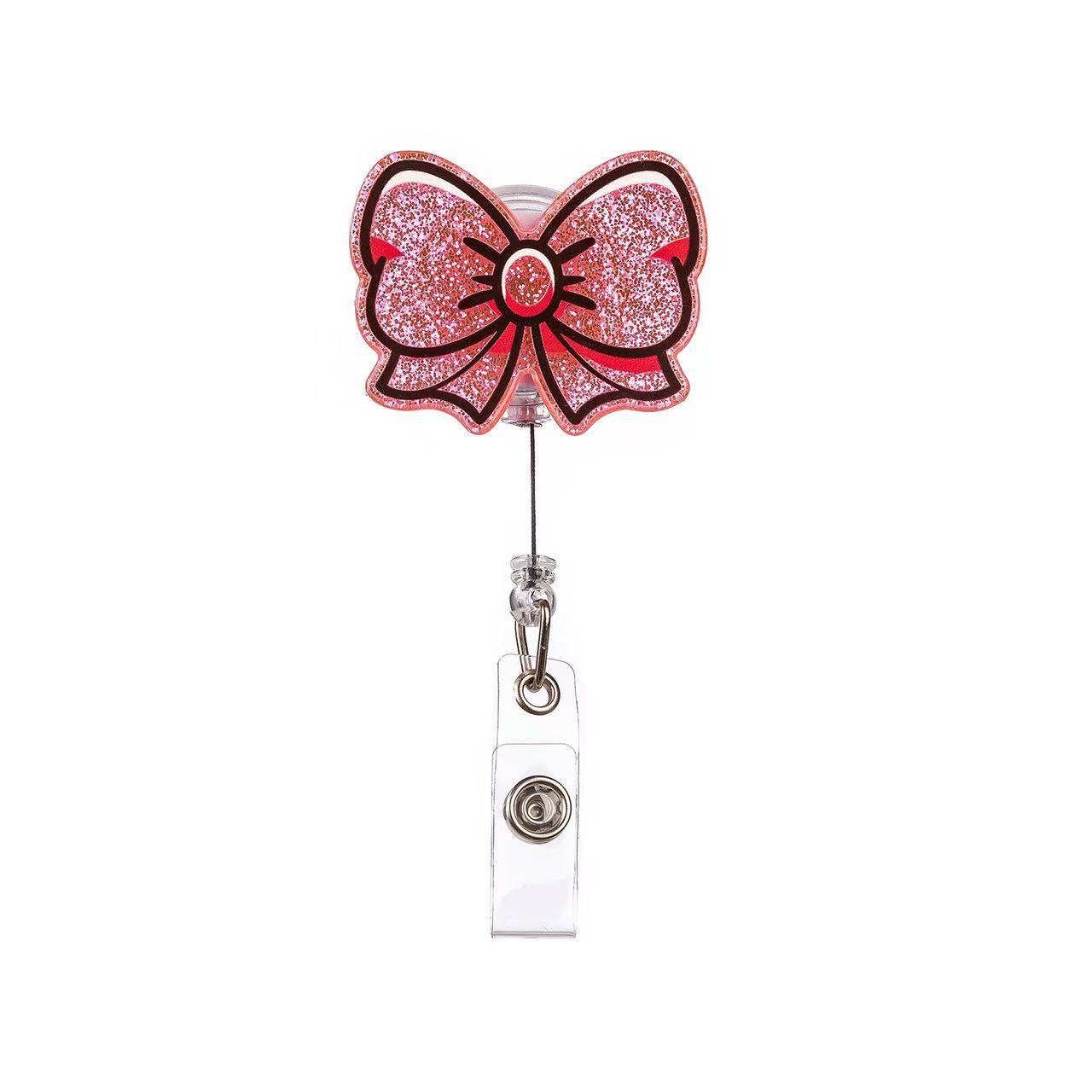 Wholesale Pink cherry medical staff with diverse bows Badge Reels