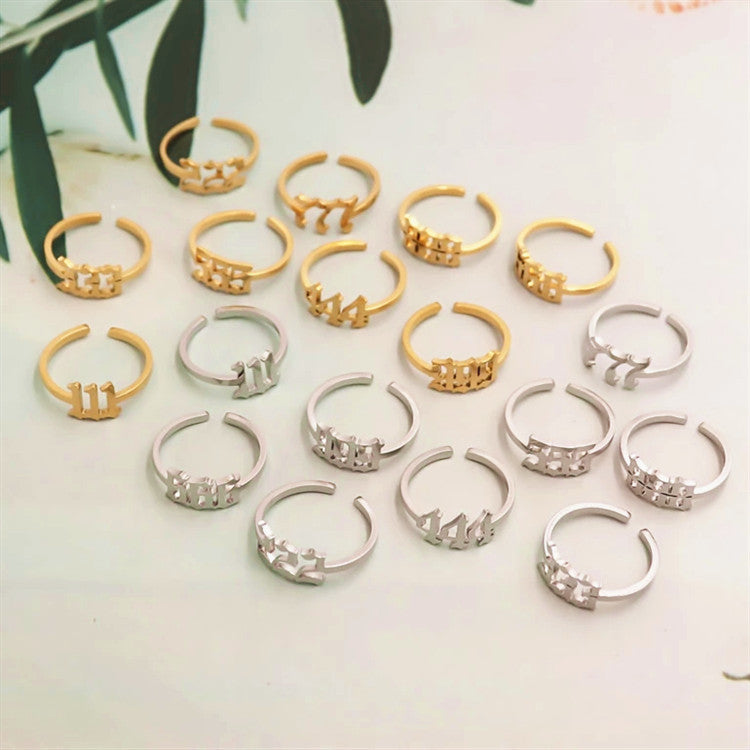 Wholesale Stainless Steel Lucky Number Rings