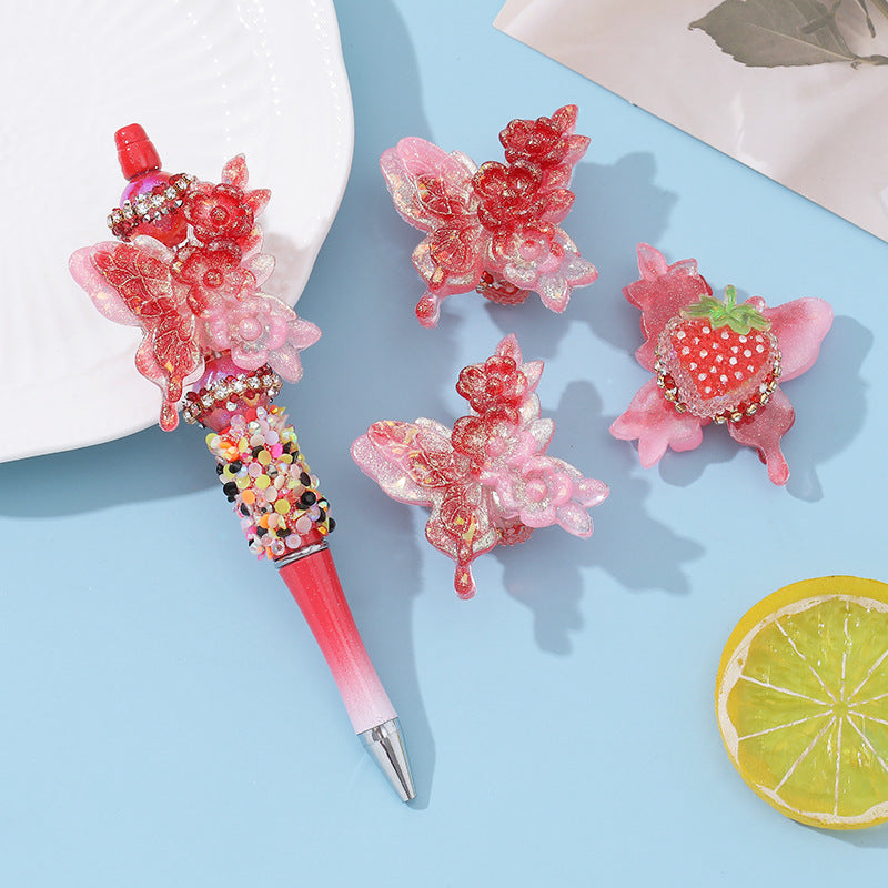 Wholesale 10pcs cartoon bead pen butterfly loose beads accessories