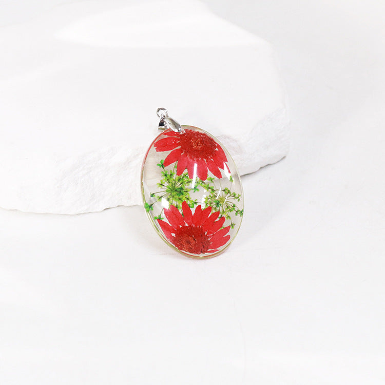 Wholesale 6pcs Resin Dried Flower Real Flower Pendant Necklace Earring Accessories