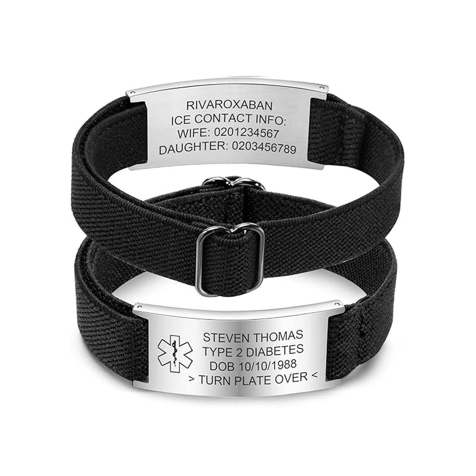 Wholesale Stainless steel curved plaque engraved medical bracelet