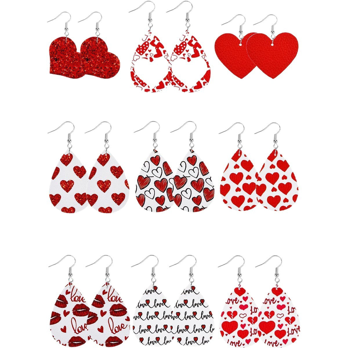 Wholesale Water droplet shaped heart-shaped red lip cute Valentine' s Day acrylic earrings