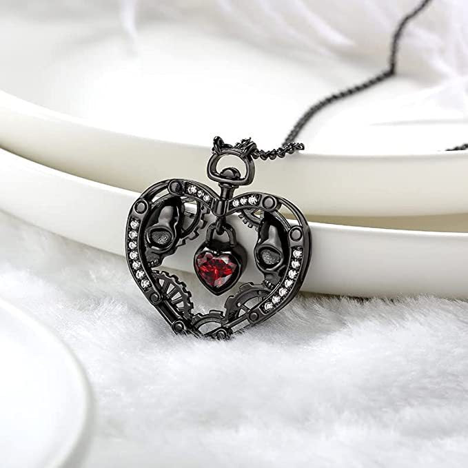 Wholesale Heart Skeleton Red Crystal Heart Shaped Hollow Necklace