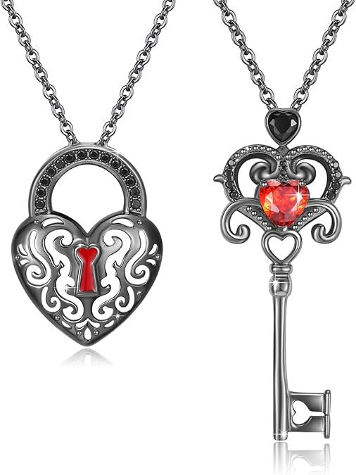 Wholesale  personality hollow diamond love clavicle chain key lock creative couple girlfriends gift necklace pendant pair