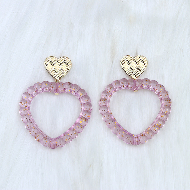 Wholesale Valentine's Day Heart Hollow Acrylic Earrings