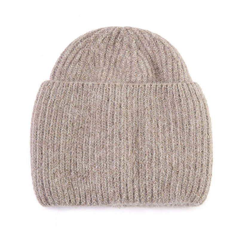 Wholesale Winter Knitted Hat Men's Woolen Hat Thickened Pure Rabbit Velvet Shiny Knitted Hat