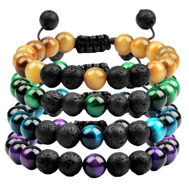 Brazalete trenzado de tigre de color volcánico de lava de lava al por mayor