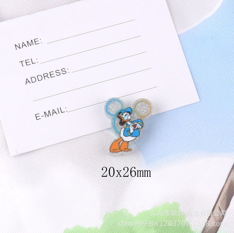 Wholesale 10pcs glitter cartoon straight-hole DIY acrylic beads OLY Exclusive