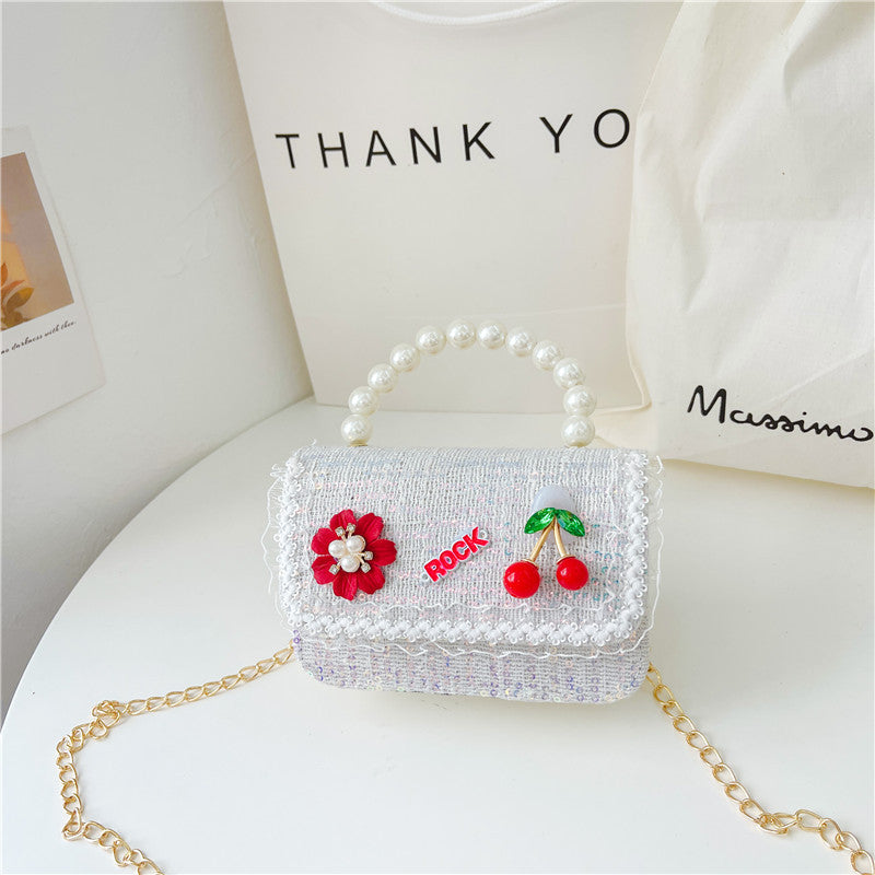 Wholesale Cotton and Linen Children's Pearl Handbag