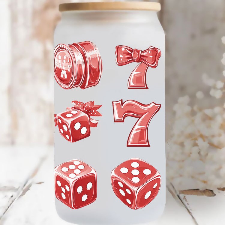 Wholesale Black and white billiards  16oz Cup UV DTF Wraps