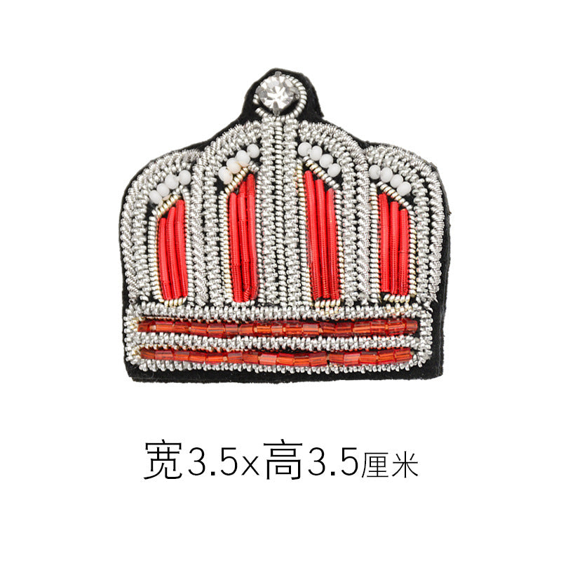 Wholesale 3pcs DIY Hand Embroidered Indian Silk Three-dimensional Crown Cloth Patch Hat Clothing Accessories FS