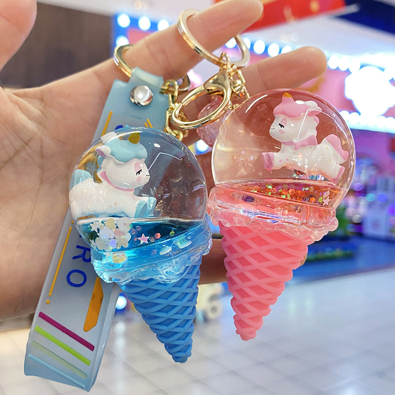 Wholesale Acrylic Ice Cream Crystal Ball Sand Flow Keychain